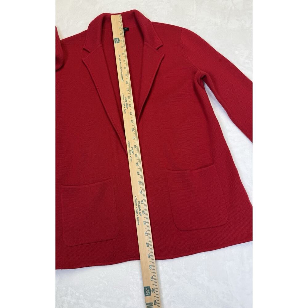 Talbots Open Sweater Blazer Women's Sz S Merino Wool Blend Knit Jacket Red - Picture 9 of 10